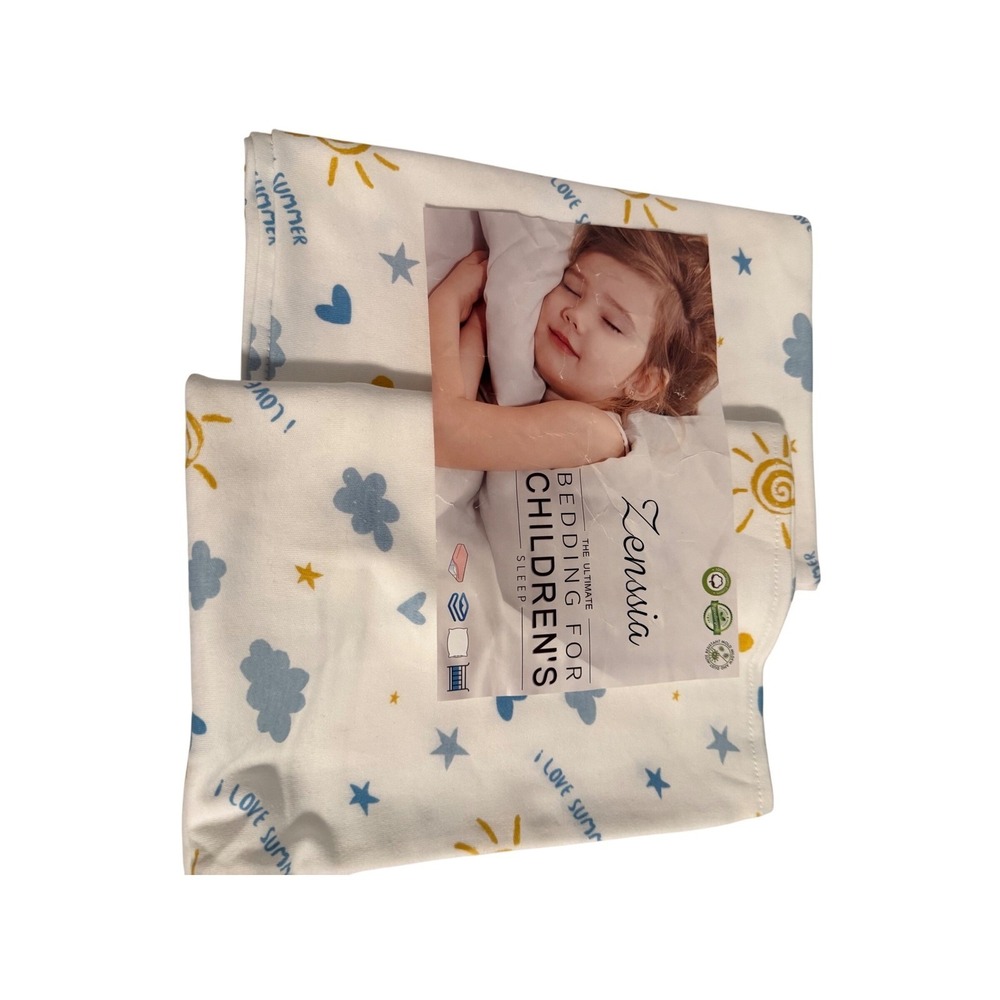 Zenssia Toddler Pillowcases Organic Cotton Sunny Blue  18" x 13" New set 0f 2
